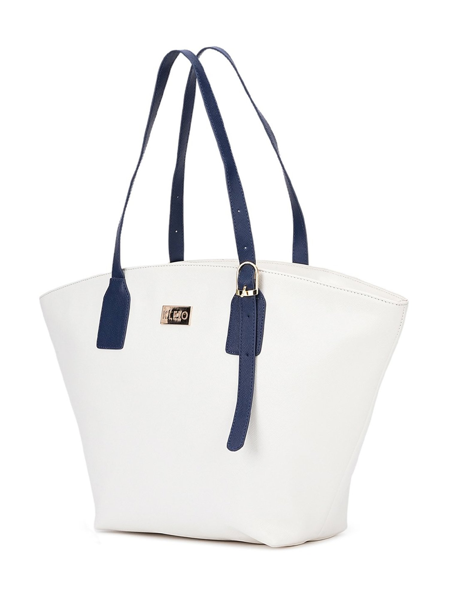 KLEIO White Large Leather Tote Handbag