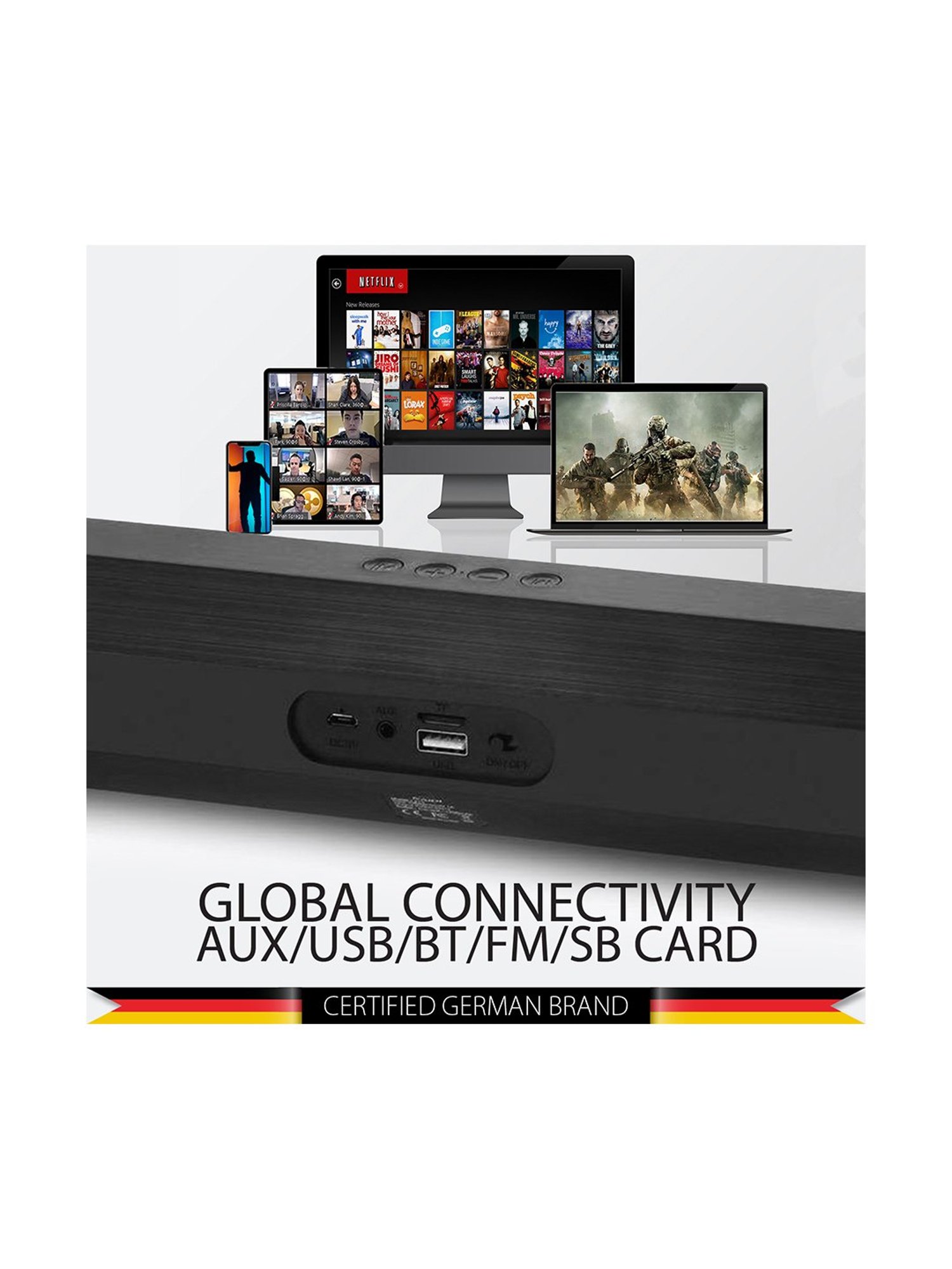 Portronics Decibel 24 | 10W Bluetooth Soundbar Speaker With In Built Mic (Black)