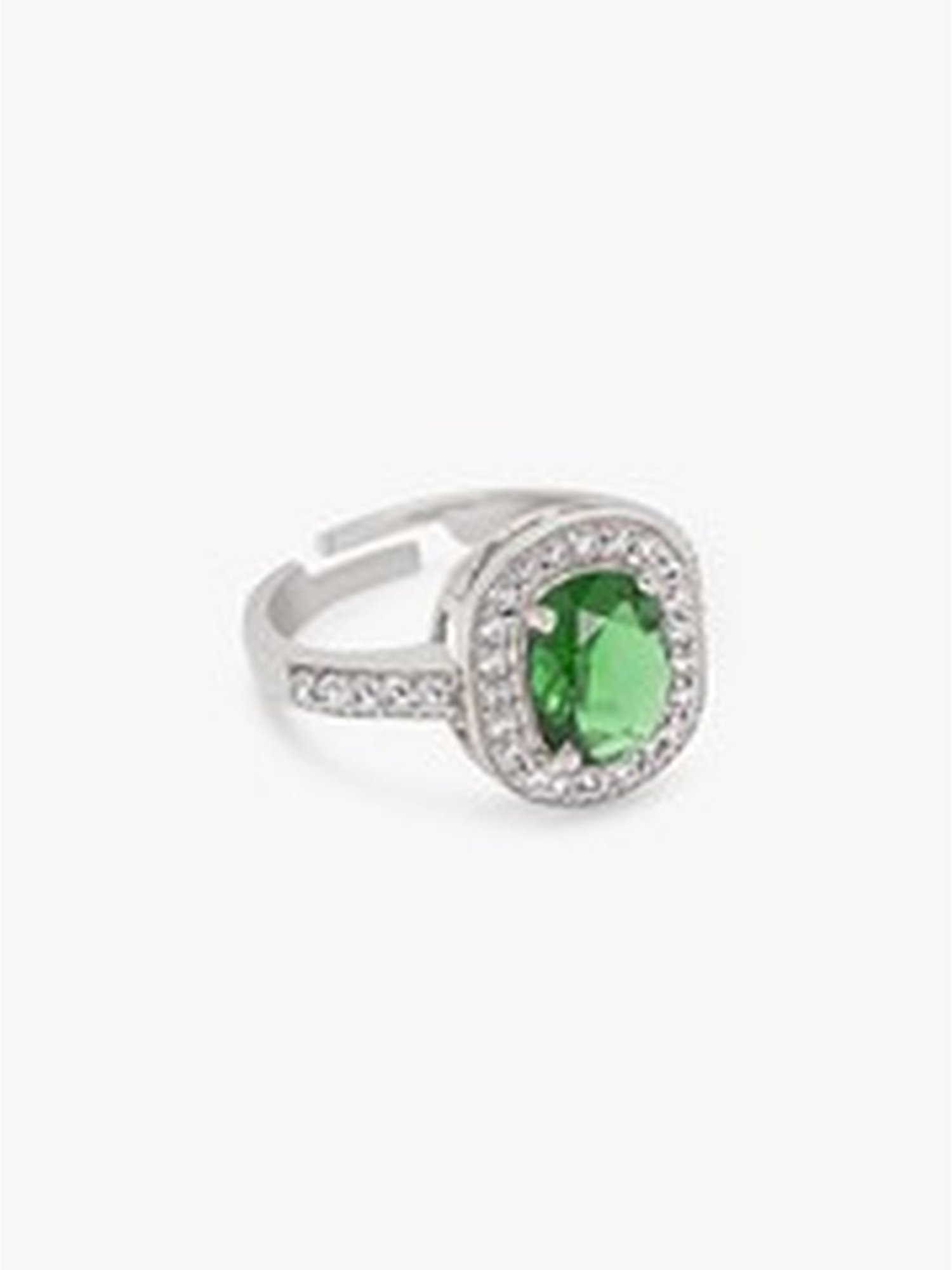 March by FableStreet 92.5 Sterling Silver Emerald Green Zircon Ring for Women