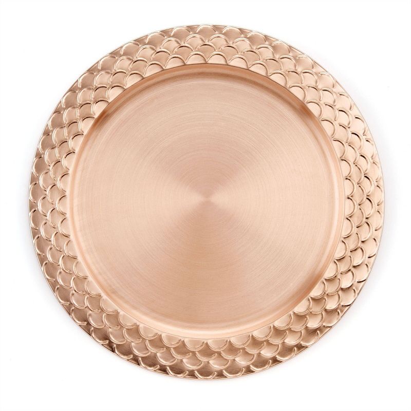 Old Dutch 13" 6pk Stainless Steel Scale Rim Charger Plates Copper