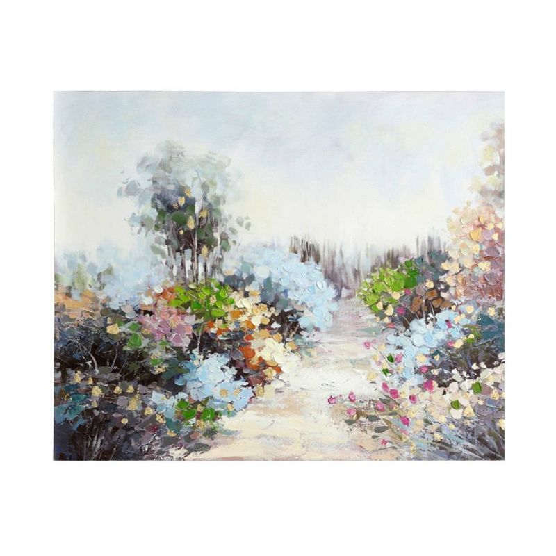 Pastel Wildflower Pathway Hand Painted on Stretched Unframed Wall Canvas - StyleCraft
