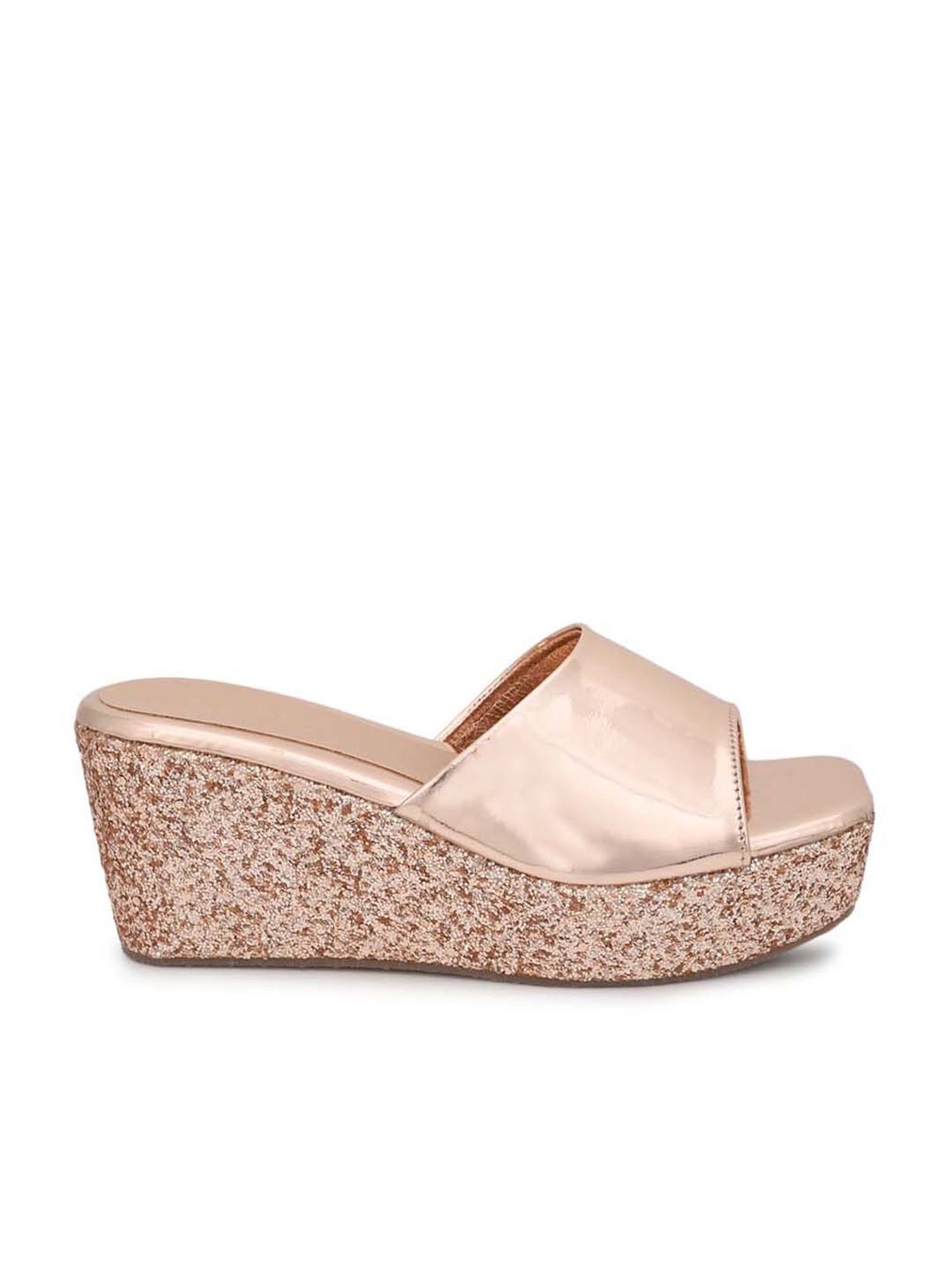 Truffle Collection Women's Rose Gold Casual Wedges