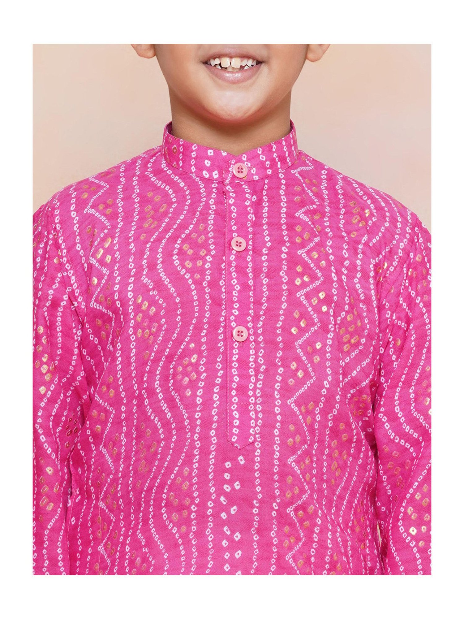 AJ Dezines Kids Pink & White Printed Full Sleeves Kurta with Pyjamas