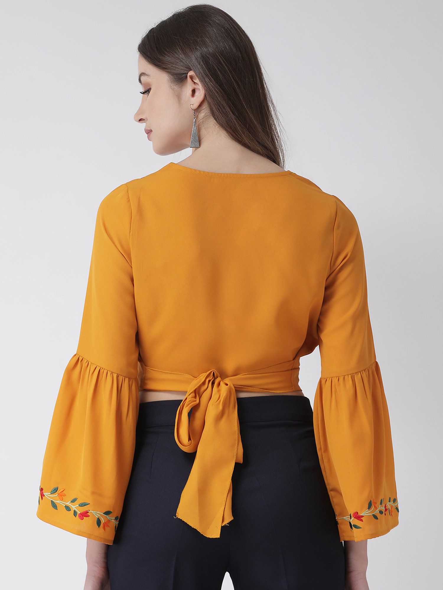 KASSUALLY Yellow Embroidered Top