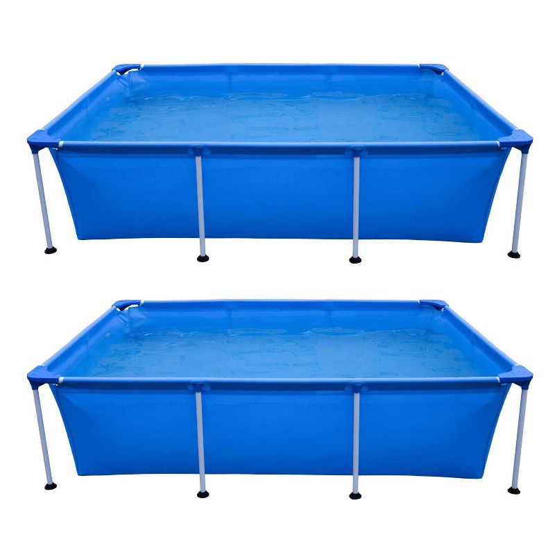JLeisure Avenli 17773 Outdoor Backyard 10 x 6.5 x 2 Feet Above Ground Rectangular Steel I Frame Swimming Pool with Repair Kit, Blue (2 Pack)