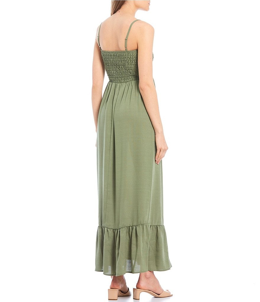 Evolutionary Spaghetti Strap Smocked Bodice Maxi Dress