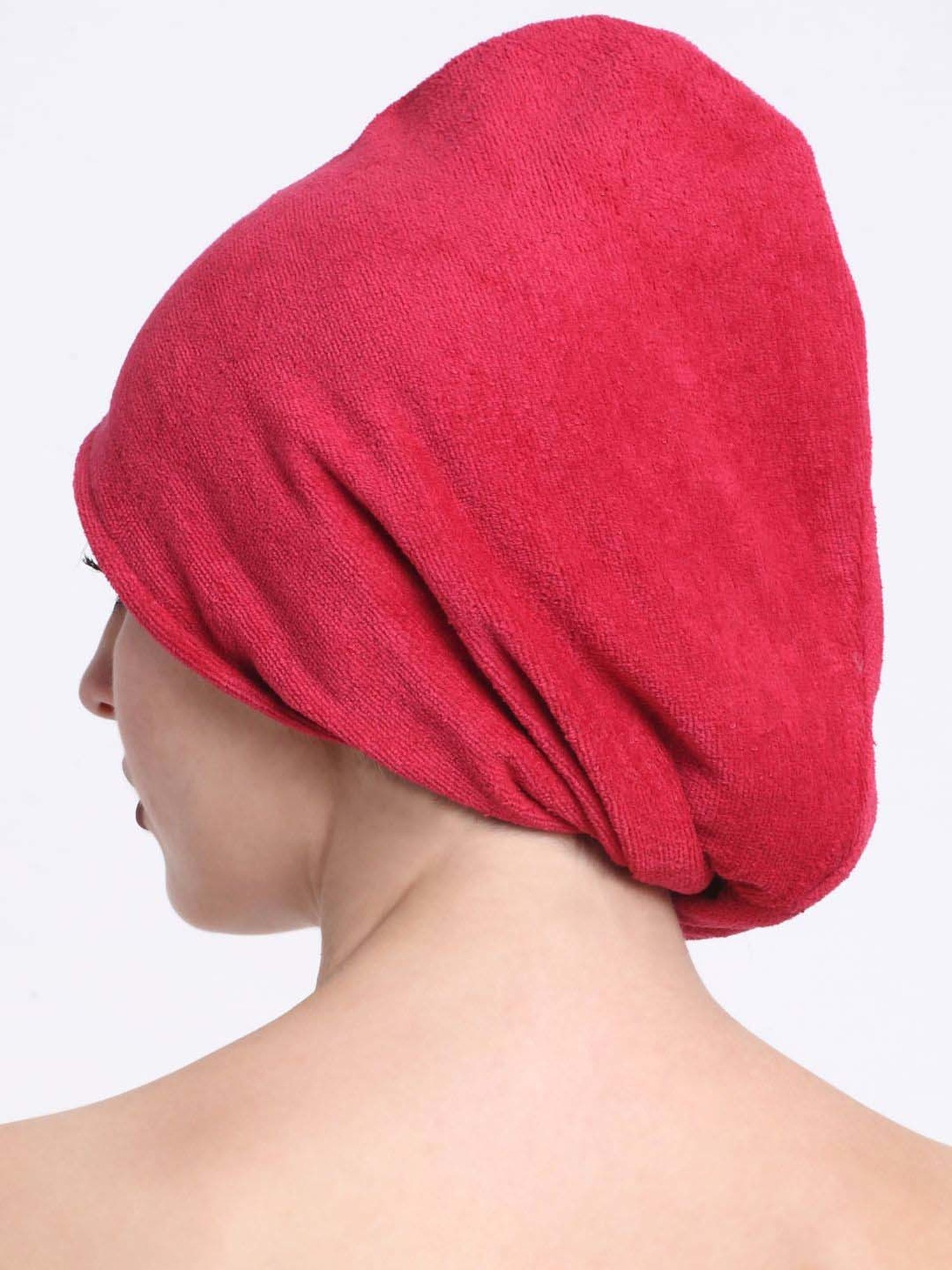 Creeva Luxury Red Cotton 380 GSM Hair Wrap