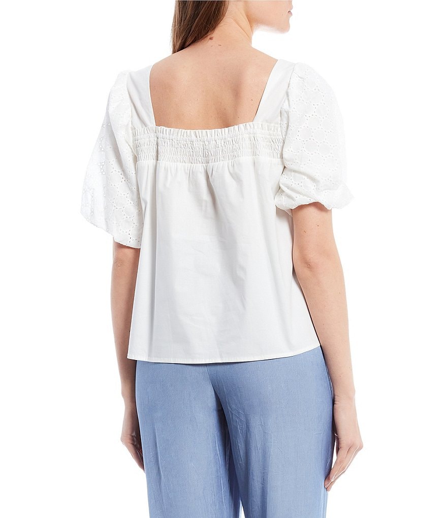 June & Hudson Woven Square Neck Top
