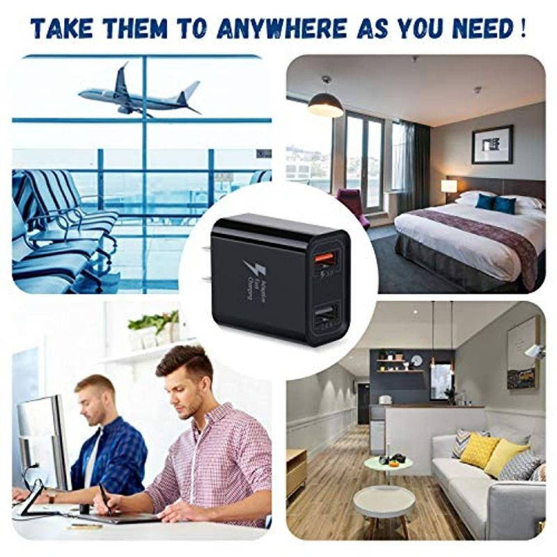 Dual USB Wall Charger, Costyle 3 Pack 30W 2 Ports Adaptive Fast Charging Block (Quick Charge 3.0 & 5V 2.4A) Wall Plug Compatible for iPhone 11 XS Max, Samsung Galaxy S9 S8, Pixel (Black)