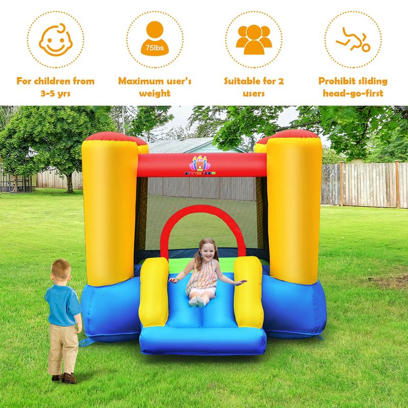 Costway Inflatable Bouncer Kids Bounce House Jumping Castle Slide w/ 480W Blower