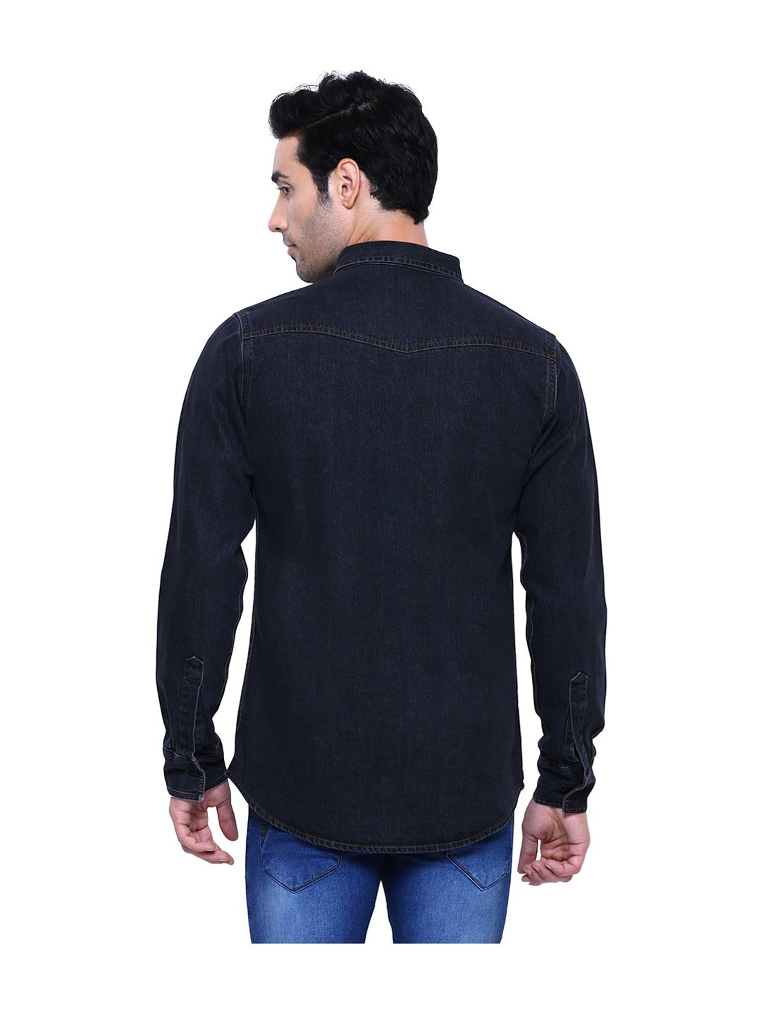 Southbay Dark Blue Slim Fit Solid Shirt