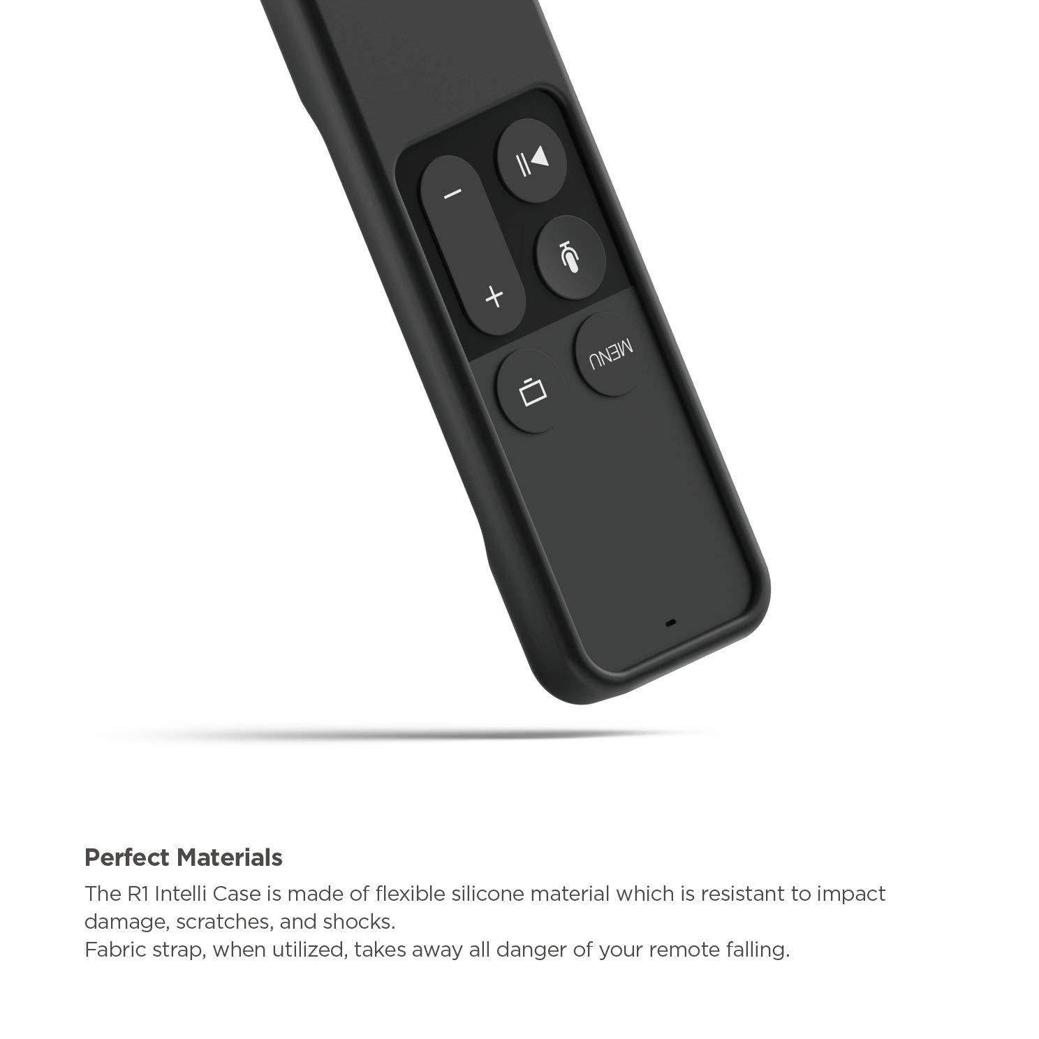 elago R1 Intelli Case [Black]-[Magnet Technology][Anti-Slip][Lanyard Included][Heavy Shock Absorption] for Apple TV Siri Remote 4K / 4th Generation