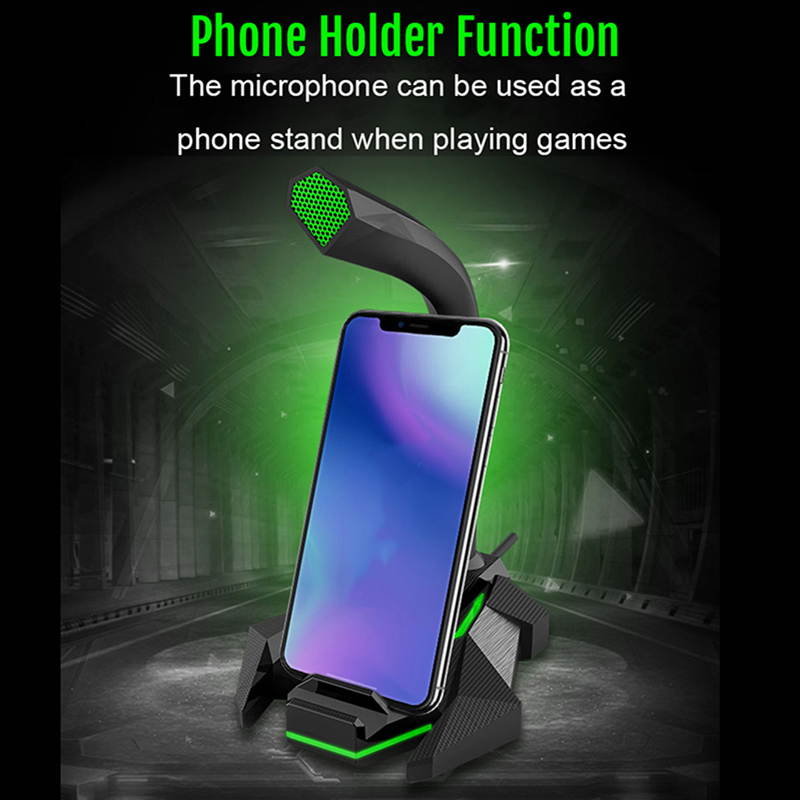 Wired Tabletop Desktop Microphone Condenser Mic Professional USB Cable Studio With LED Gaming Light Mikrafon for Computer Record