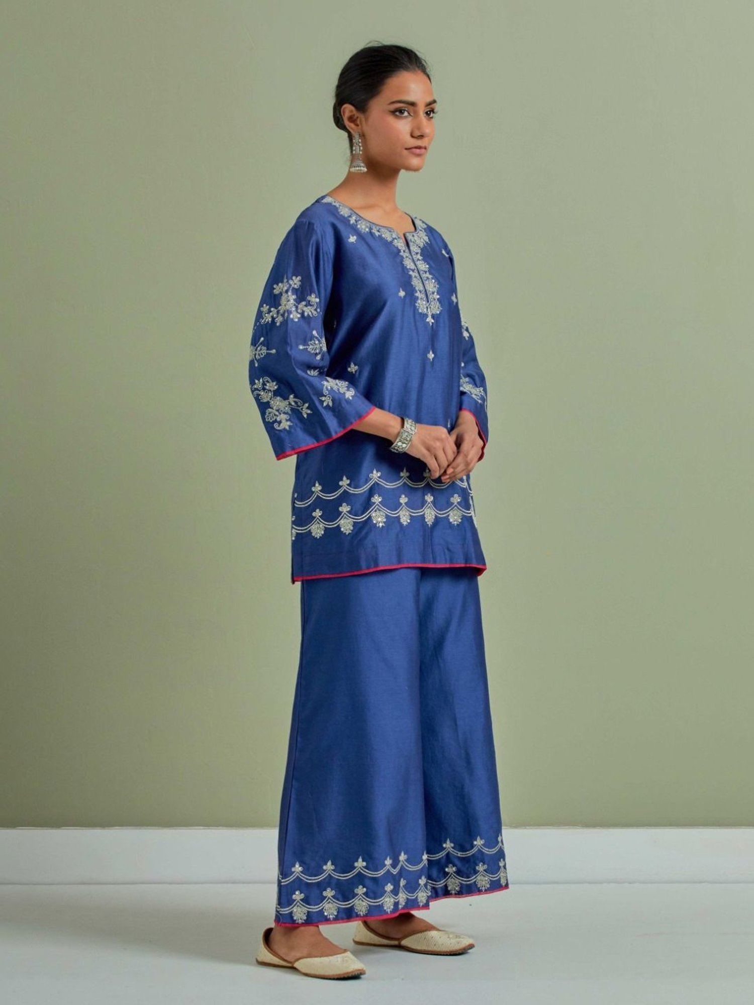 URBAN MYSTIC Black Rayon Embroidered Kurta & Sharara Set