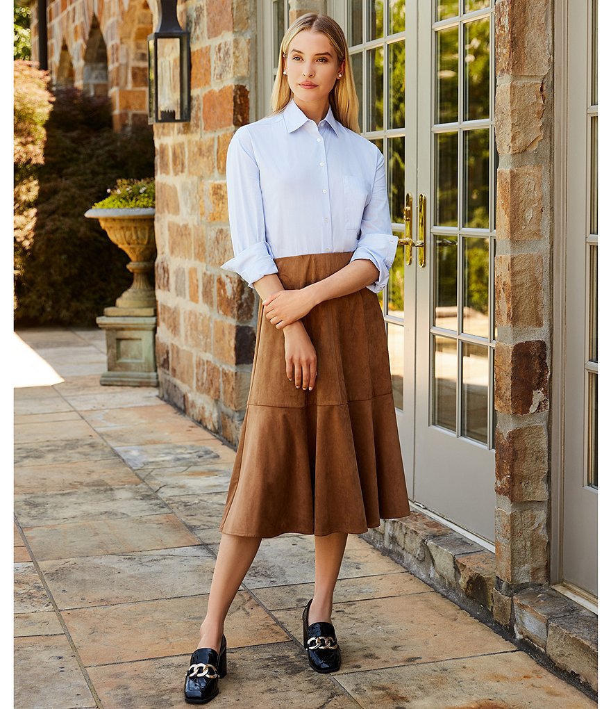 Antonio Melani Maisee Suede High Rise Elastic Waist Midi Skirt