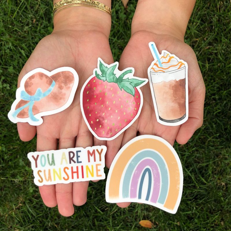 Big Moods Sunny Vibes Watercolor Aesthetic Sticker Pack 5pc