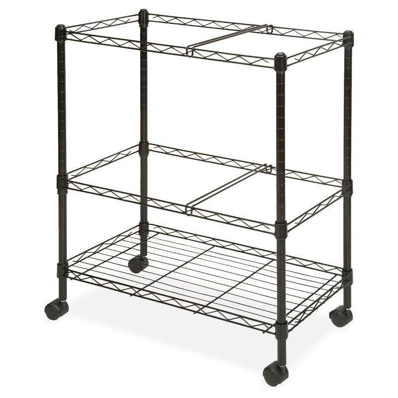 Lorell Vertical Filing Cabinet Mobile Cart Wire Double-tier Steel - Black