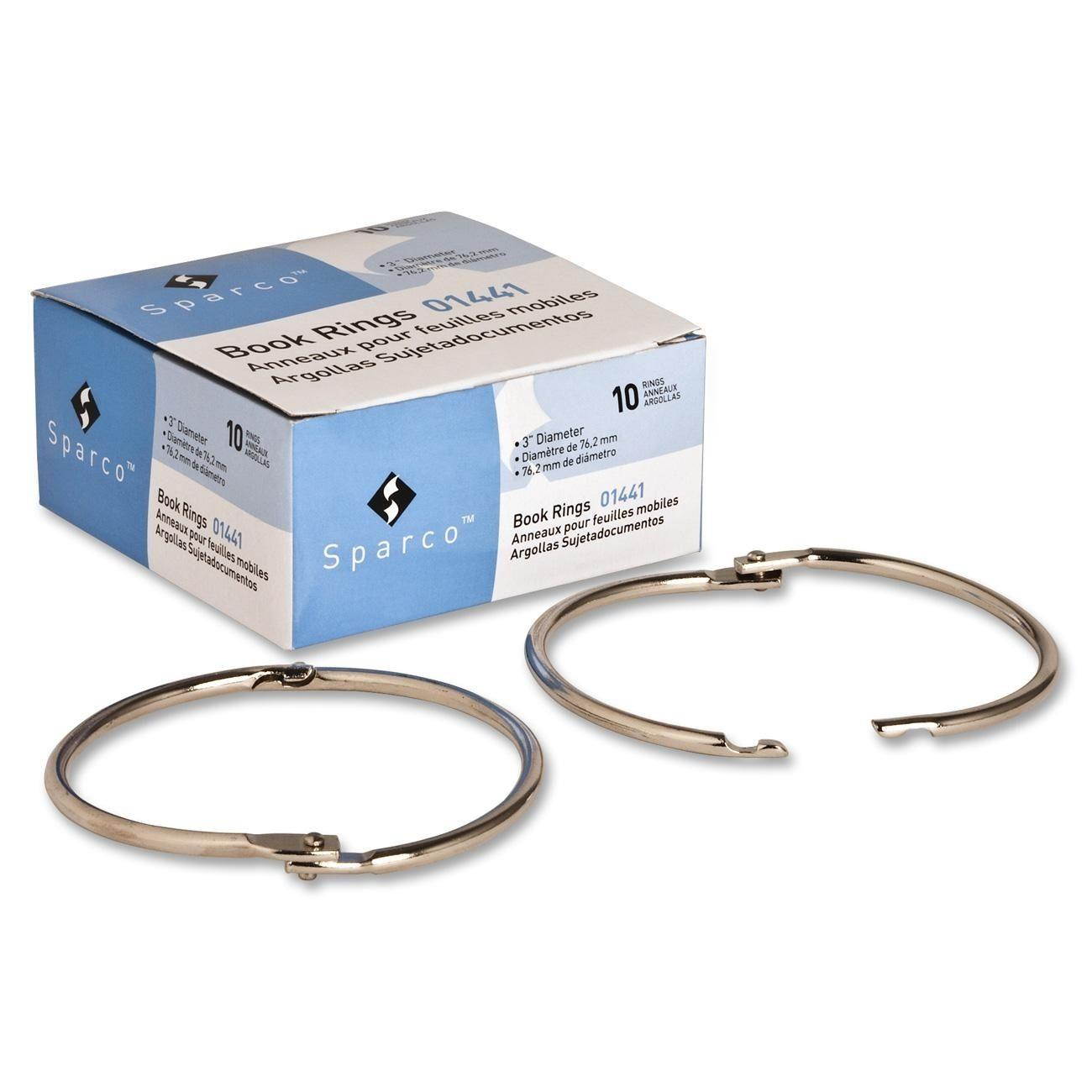 Sparco Premium Book Rings, 3 inch Diameter, Nickel Plated Steel, 10 per Box