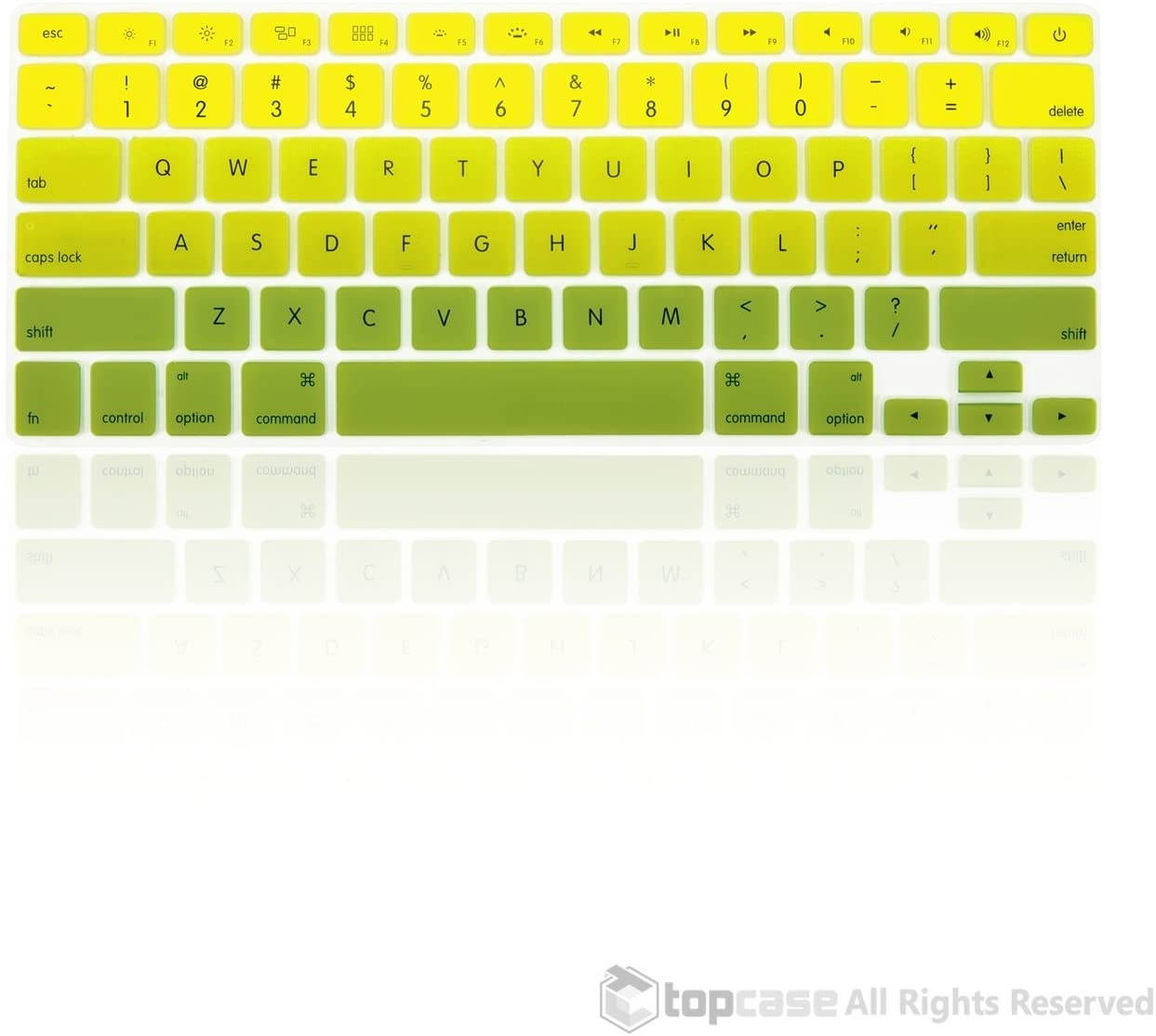 TOP CASE - Faded Ombre Series Keyboard Cover Skin Compatible with MacBook 13" Unibody/Old Generation MacBook Pro 13" 15" 17"/MacBook Air 13"/Wireless Keyboard-Yellow&Green