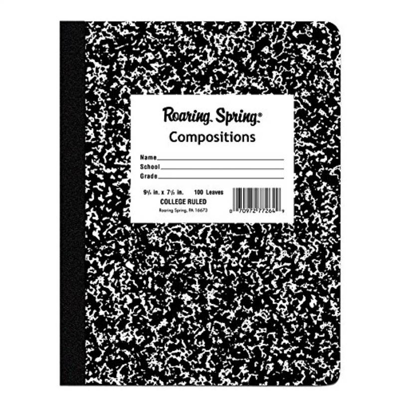 Roaring Spring Composition Book College Ruled 100 Sh 9-3/4"x7-1/2" BK Cvr 77264