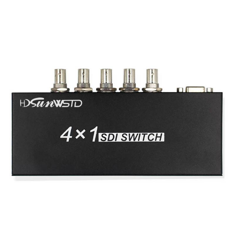 SDI Switch 4x1 4 Channels SDI Signal to 1 SDI Signal Channel Support Full-HD SDI Signal (4 Input and 1Output)-Black
