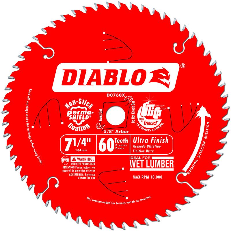 Diablo D0760X 7-1/4 in. 60 Tooth Ultra Fine Finishing Saw Blade