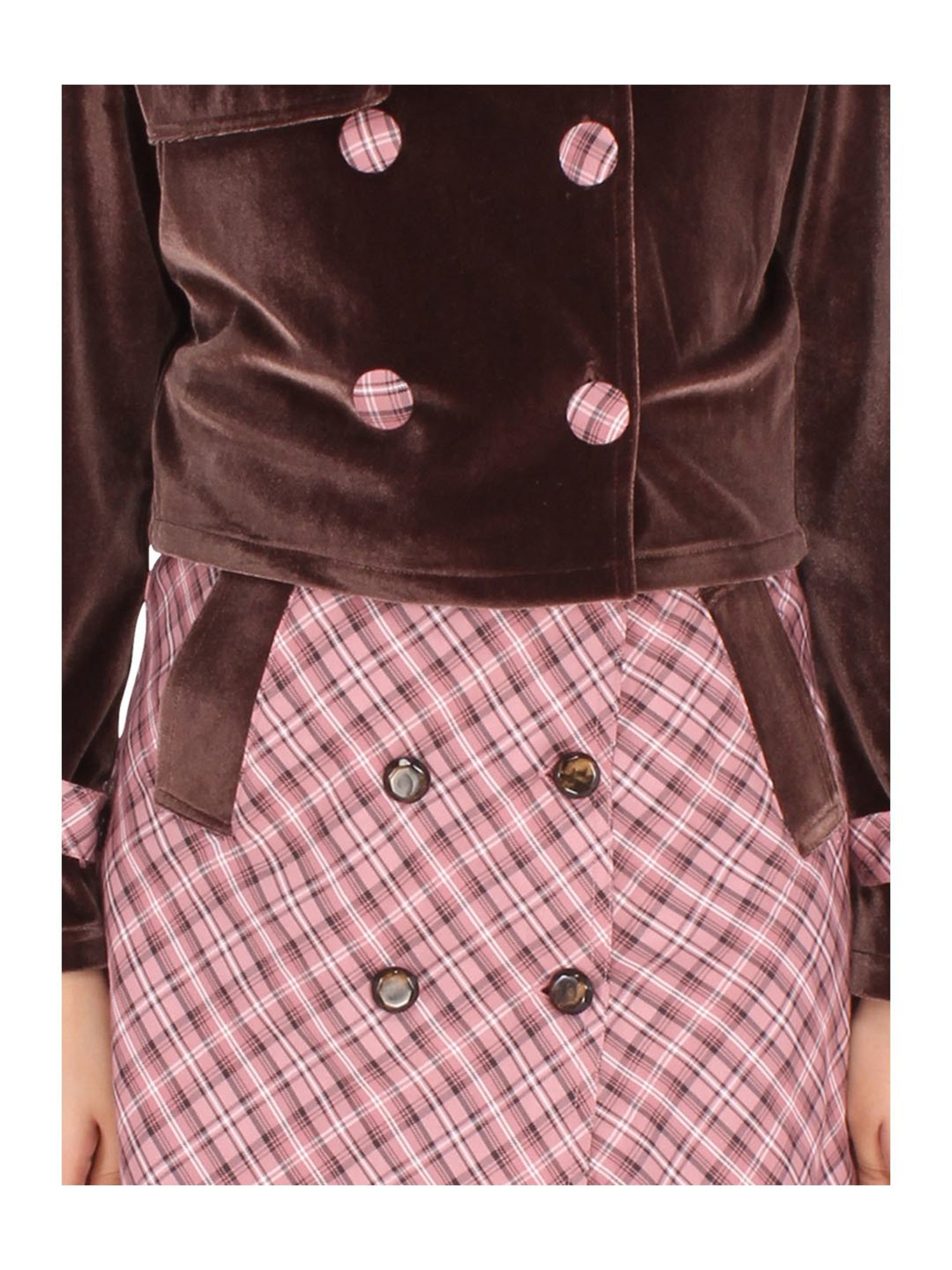 Cutecumber Kids Brown & Pink Printed Full Sleeves Dress with Shrug