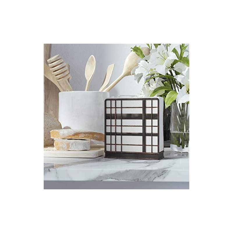 Plaid Collection Standing Napkin Holder, Antique Black, Weighted Design
