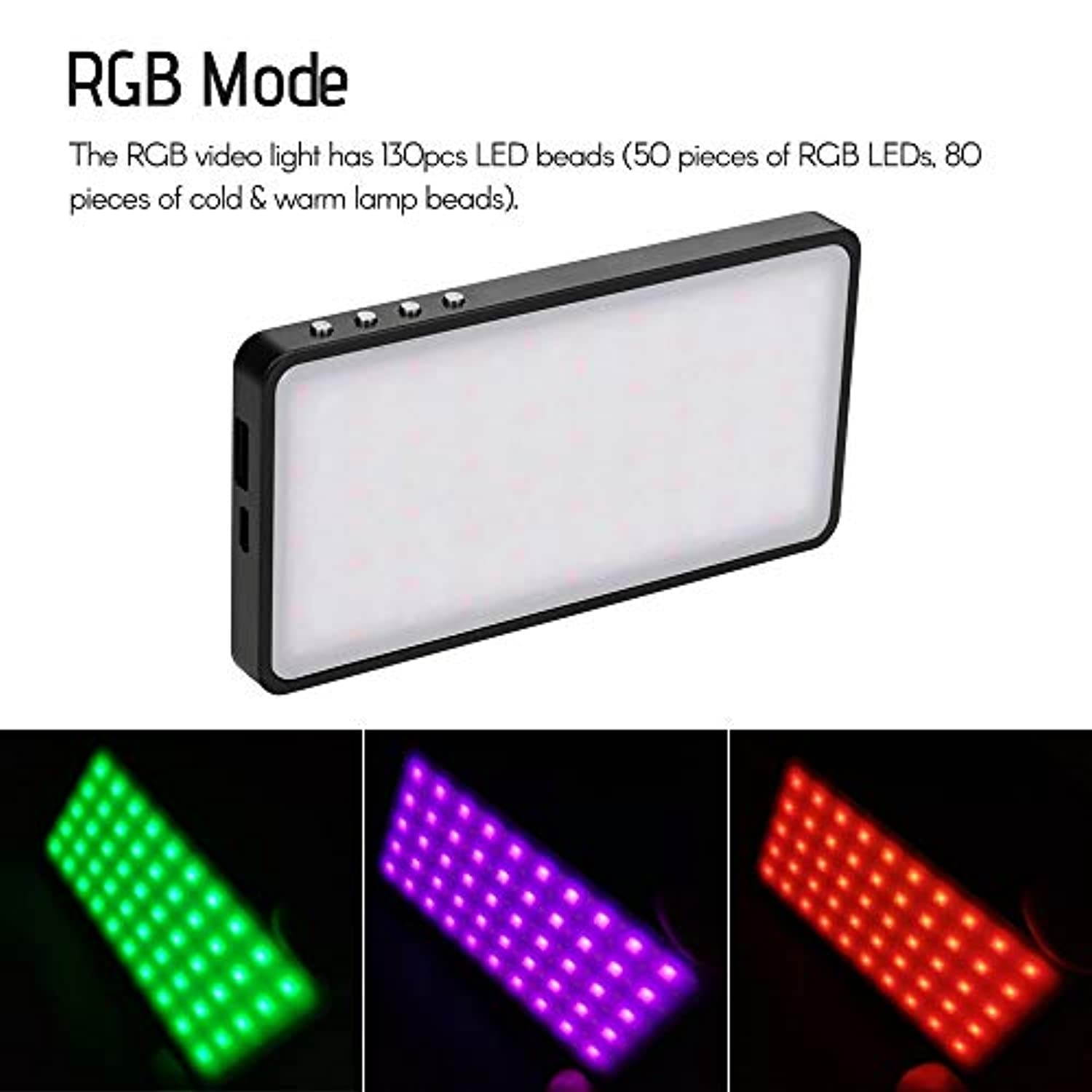 Andoer Portable RGB LED Video Light CRI 96+ Fill Light 10W Dimmable 3000K-6500K TLCI 98 with OLED Screen 4500mAh Power Bank Function for Video Selfie Live Streaming Portrait Photography Lighting