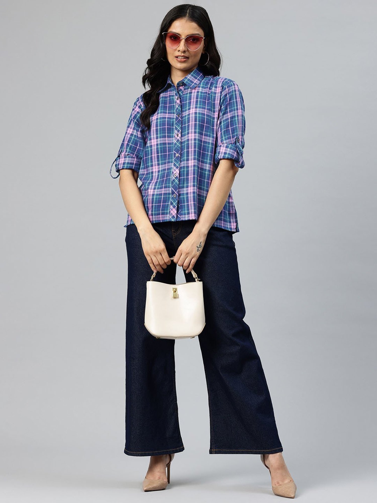 One Femme Blue Check Shirt