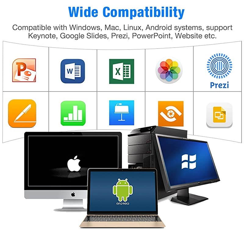 for Bluetooth Presentation Remote Powerpint Clicker RF 24 GHz Dual Modes USB Wireless Presenter Presentation Clicker Slide Advancer for MacKeynotePCPPT