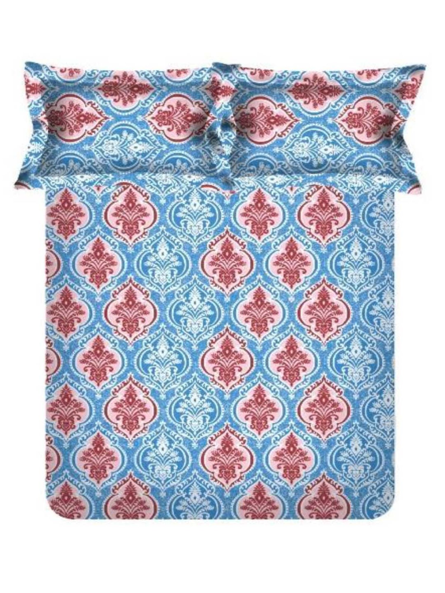 SWHF Blue & Pink Cotton 107 TC Double Bedsheet Sets