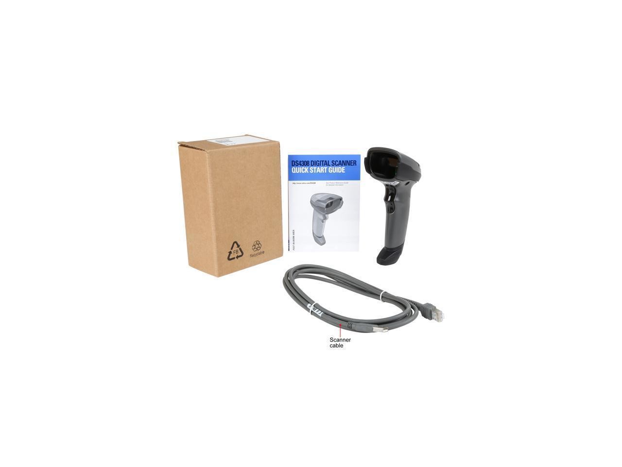 Zebra Symbol DS4308-SR Handheld Corded 1D/2D Barcode Scanner, USB, RS232, KBW, RS485 (IBM 46xx), SSI, , USB Kit - DS4308 With USB Cable black