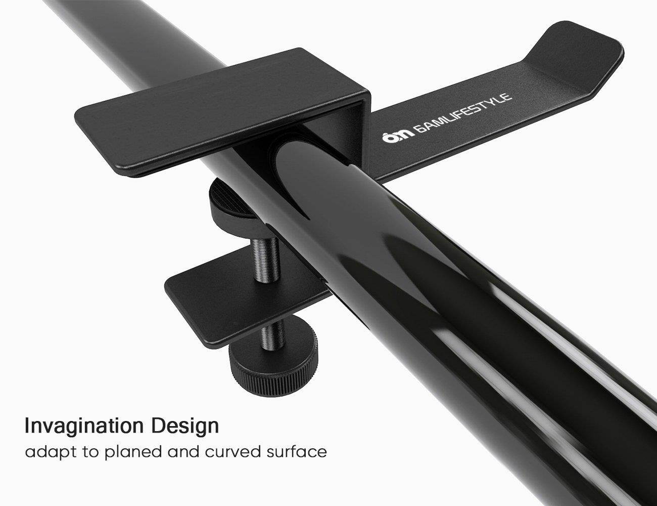 Headphone Headset Stand Holder, 6amLifestyle Universal Metal Gaming Headphones Hanger Mount Under Desk Hook Clip with Adjustable Clamp for All Headsets, Black(Patented)