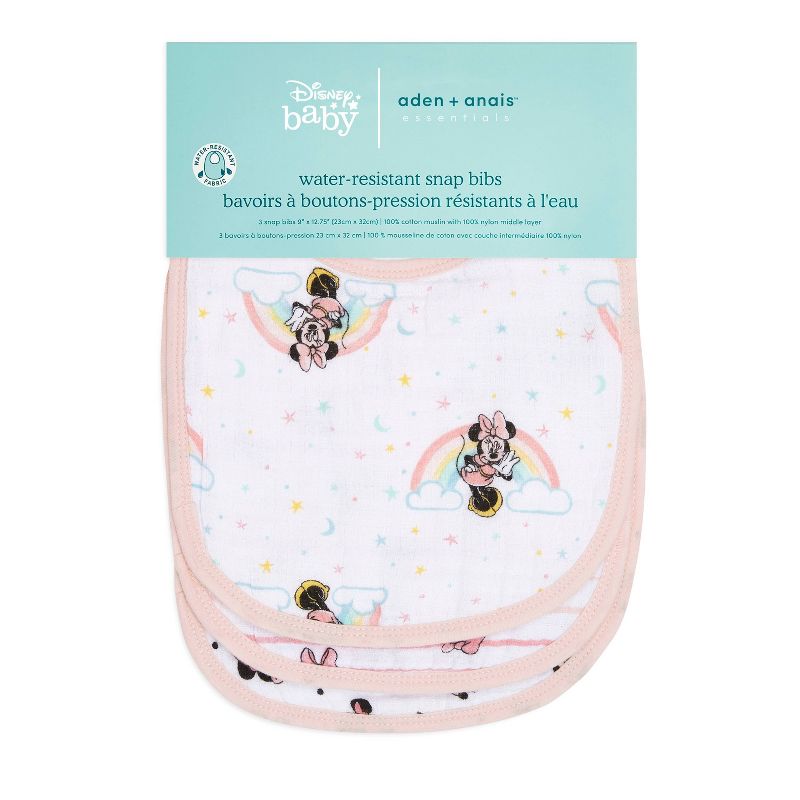 aden by aden + anais essentials 3pk Water Resistant Bib - Minnie Rainbows