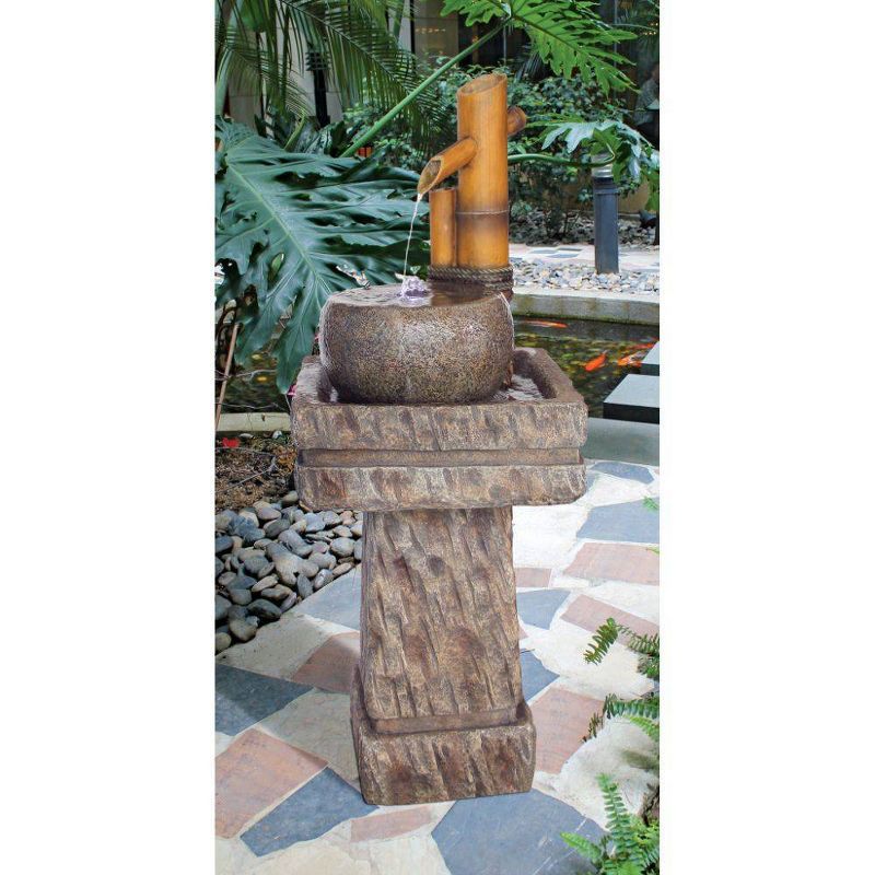 Bamboo Wellspring Pedestal Garden Fountain - Acorn Hollow