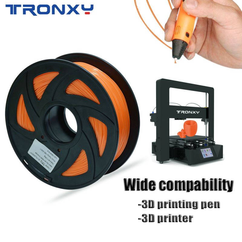TRONXY 3D flexible orange TPU filament 1.75 mm, 2.2 pounds (1KG) Material: TPU, hardness 95A