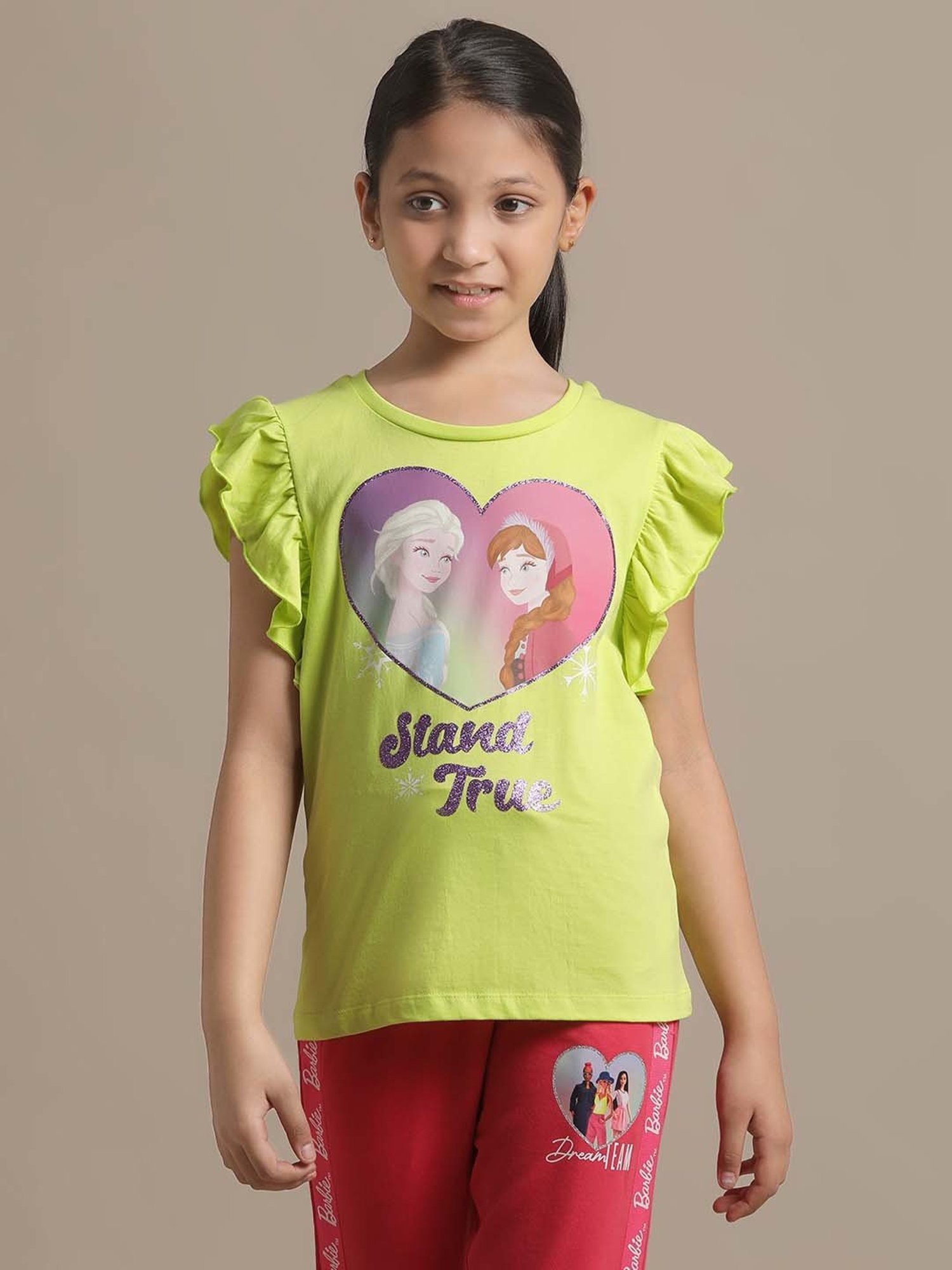 Kidsville Green Cotton Printed T-Shirt