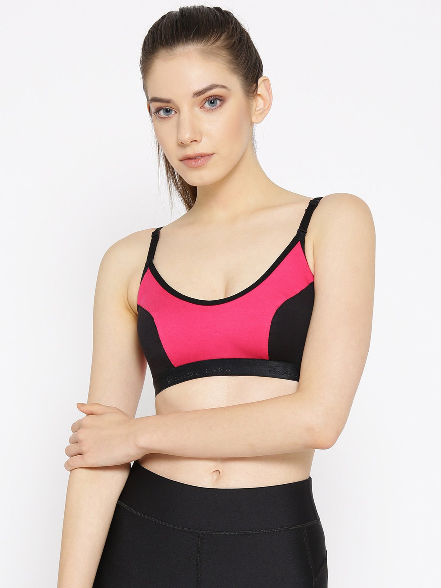 Lady Lyka Multicolor Non Wired Non Padded Sports Bra (Pack Of 2)