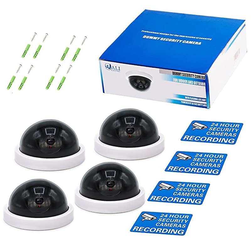 Dummy Fake Security CCTV Dome Camera with Flashing Red LED Light SDW4 4 Packs White