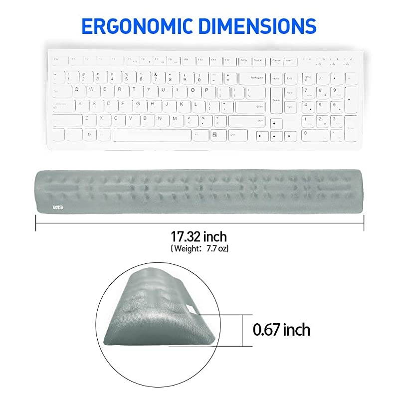 Keyboard Wrist Rest Support Pad, Memory Foam Upgraded Hand Support with Non Slipping Rubber Base, Ergonomic Arm Stand for Office, Gaming, Home, Computer, Mac (Gray Keyboard Wrist Rest)