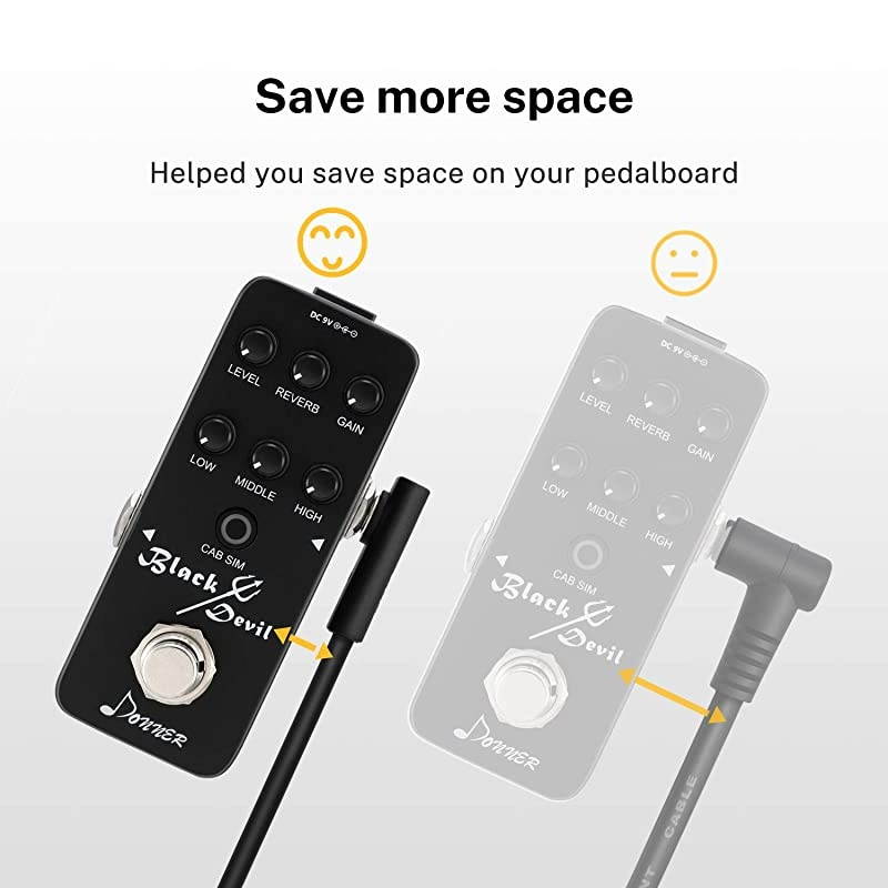 Flat Patch Cables for Guitar Effect Pedal 6 Inch Save Space Clear Sound 1/4" TS Right Angle 3 Packs