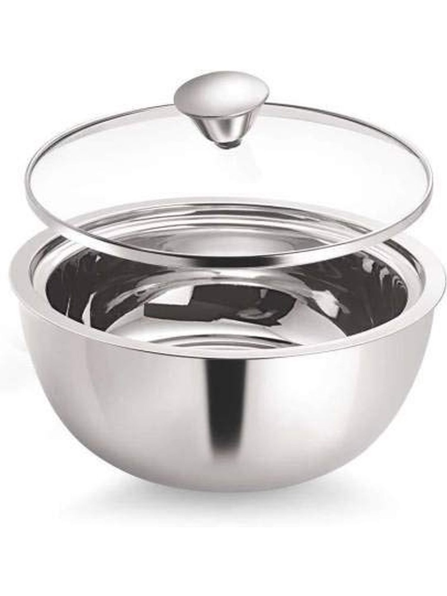 Femora Stainless Steel Double Wall Insulated Curry Serving Bowl with Lid (500 ml) - Set of 1