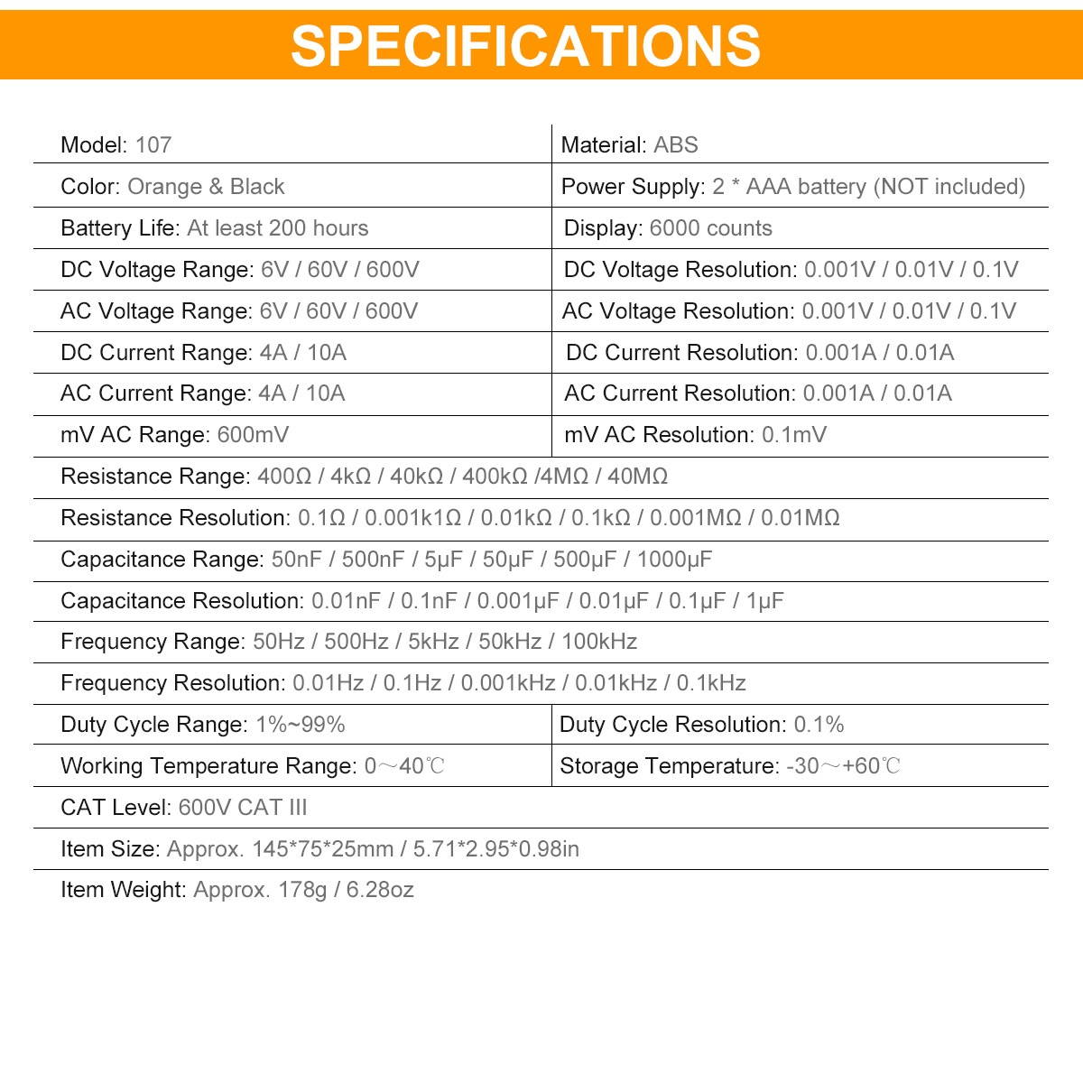 FLUKE 6000 Counts Mini Palm-sized Multimeter Digital Multimeter Handheld Voltmeter Portable Ammeter Voltage Meter Universal Meter Measuring AC/DC Voltage AC/DC Current Resistance Capacitance