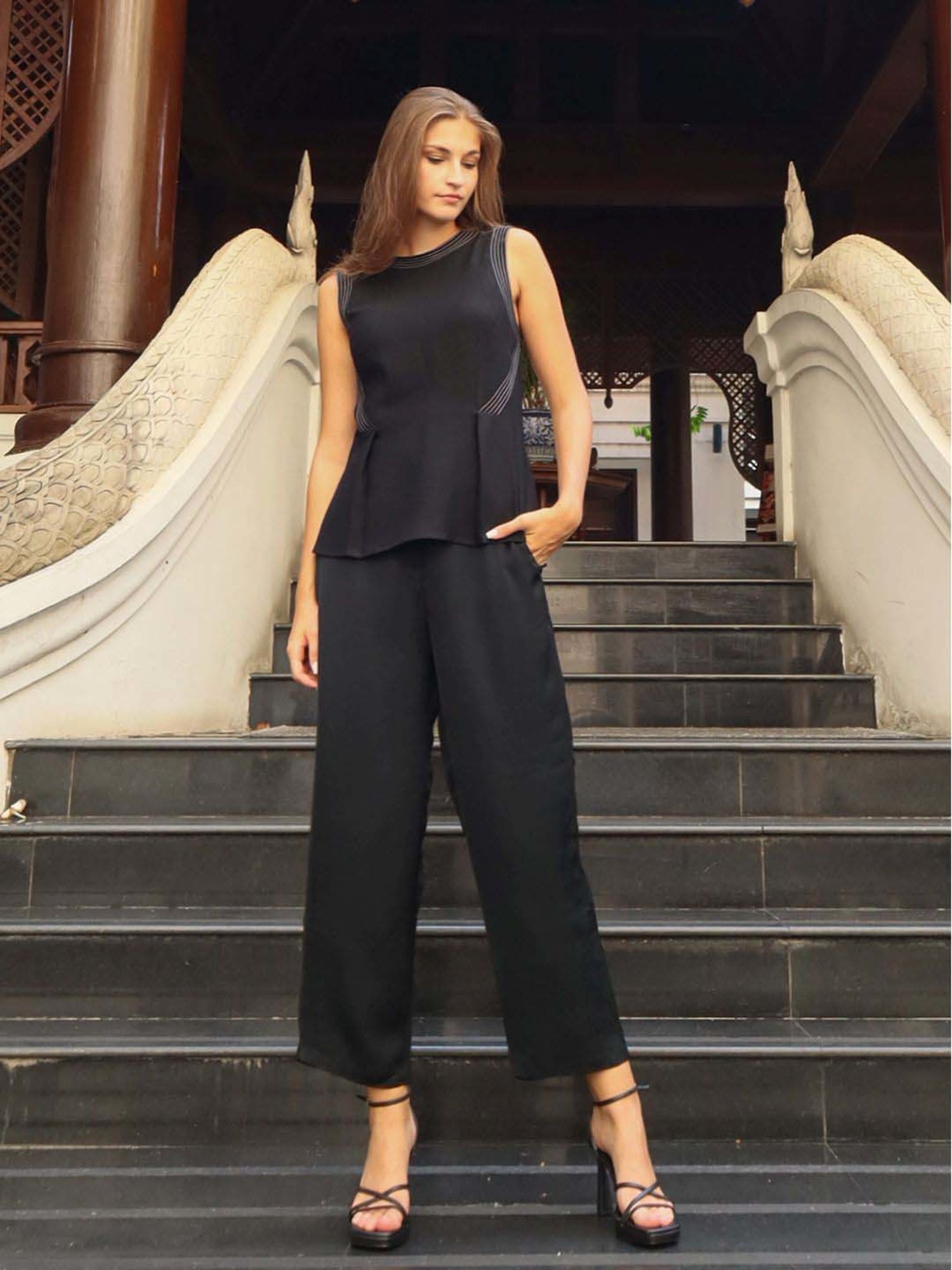 Zink London Black Slim Fit Top