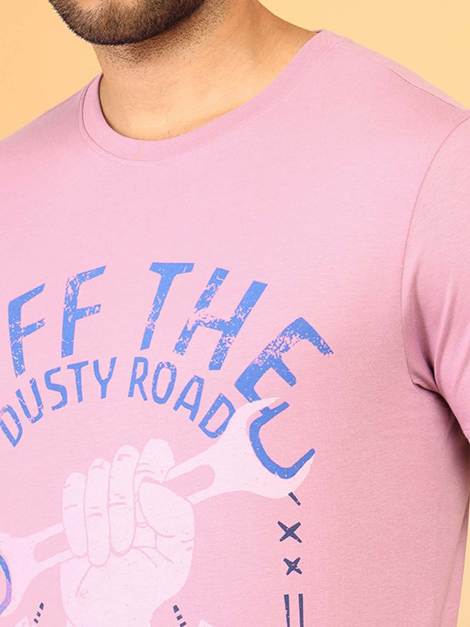 Wrangler Pink Regular Fit Graphic Print Cotton Crew T-Shirt