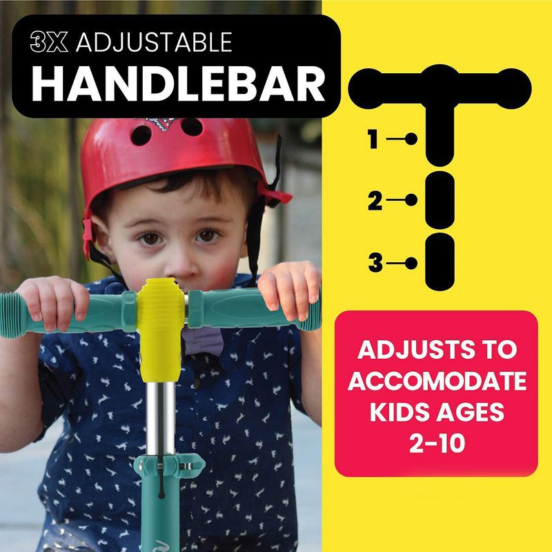 LaScoota Toddler Girl and Boy Kids Adjustable Kick Scooter with Light Up Wheels and Removable Seat, (Purple)