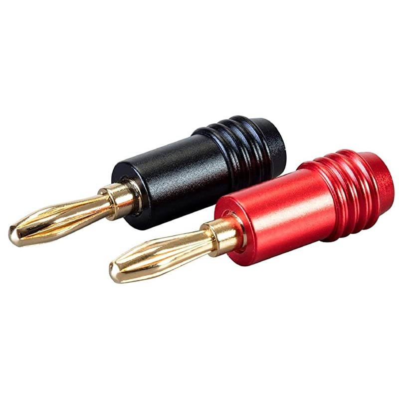 2 Pair Affinity Series 24k Gold Speaker Banana Plug,Black/Red