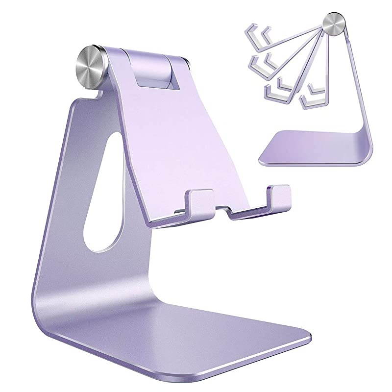Adjustable Cell Phone Stand,  Phone Stand, Cradle, Dock, Holder, Aluminum Desktop Stand Compatible with Phone Xs Max Xr 8 7 6 6s Plus SE Charging, Accessories Desk,All Mobile Phones-Purple
