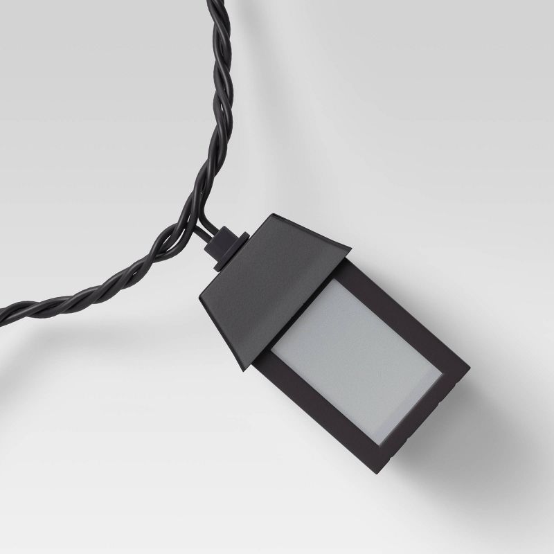 10ct Incandescent Metal Outdoor Lantern String Lights Black - Threshold™